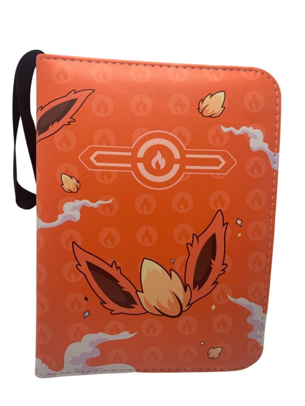 Pokemon Eevee Trading Card Binder Pocket Pages Zipper Closure Orange Design 10x7